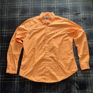 Ralph Lauren orange gingham button up shirt. Size L.
